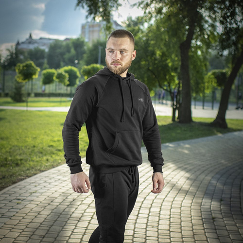 M-Tac - Bavlněná mikina s kapucí Raglan - černá - 20483002