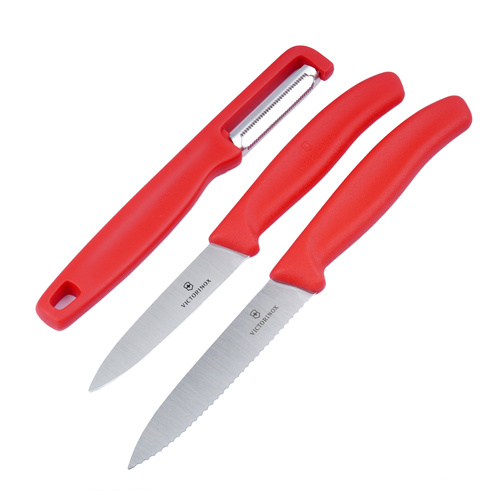 Victorinox - Sada kuchyňských nožů s loupačem Swiss Classic - 3 kusy - červená - 6.7111.33C1