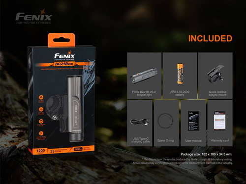 Fenix - LED svítilna na kolo s 2600 mAh dobíjecí baterií - 1200 lm - BC21R V3.0