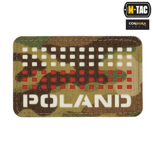 M-Tac - Nášivka s polskou vlajkou a nápisem - laserem řezaná - Pixely - červená / MultiCam / bílá - 51006108