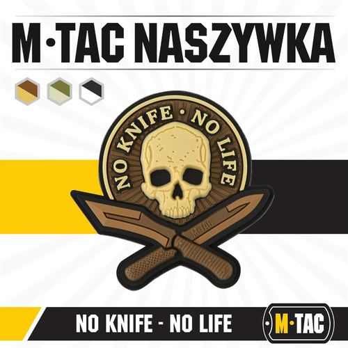 M-Tac - No Knife - No Life 3D PVC nášivka - Coyote - 51128005