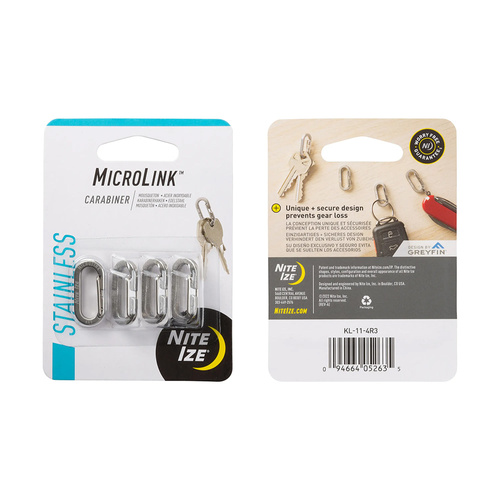 Nite Ize - MicroLink Carbiner - ocel - stříbrná - 4 ks - KL-11-4R3