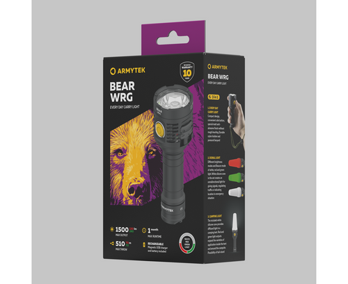 Armytek - Svítilna LED Bear WRG - magnetická nabíječka - 1500 lm - 510 m - černá - F09901C