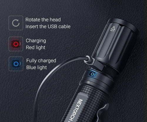 NEXTorch - LED taktická svítilna E52 C s baterií 4800 mAh - 3000 lm - černá - E52C