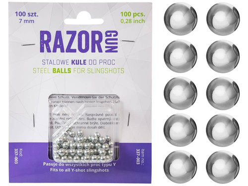 RazorGun - Ocelové kuličky pro prak - 7 mm - 100 ks - 337-003