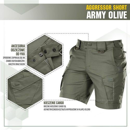 M-Tac - Taktické šortky Aggressor - Polycotton - Rip-Stop - Army Olive - 20018062