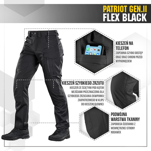 M-Tac - Taktické kalhoty Patriot Gen II Flex - černé - 20056802