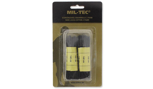 Mil-Tec - Bavlněné tkaničky - 140 cm - Černá - 12910002