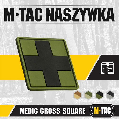 M-Tac - Medic Cross Square 3D PVC nášivka - černá/olivová - 51124102