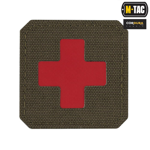 M-Tac - Laserem řezaná nášivka Medic Cross - Cordura 500D - červená / zelená Ranger Green - 51122323