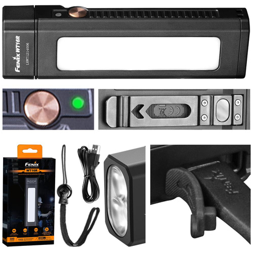 Fenix - Nabíjecí LED svítilna WT16R - Dílenská - 300 lumenů - černá - 039-479