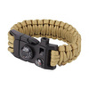 101 Inc. - Paracord náramek pro přežití s kompasem, teploměrem, píšťalkou a podpalovačem - 9" - Coyote - JYFPB02