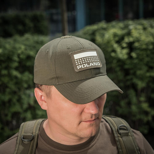 M-Tac - Nášivka s vlajkou a nápisem Polsko - Laserem řezaná - pixely/obdélník - zelená Ranger / fluo - 51007223