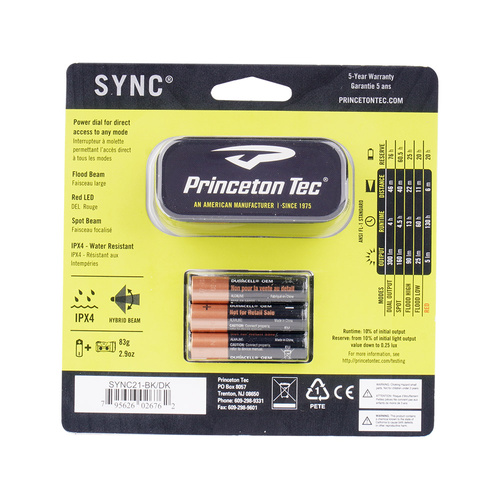 Princeton Tec - Čelovka Sync - 300 lm - černá - SYNC21-BK/DK