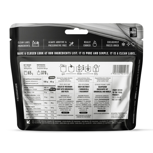 LyoFood - Lyo Expedition - Houbová polévka se smetanou a gorgonzolou a těstovinami - 370 g