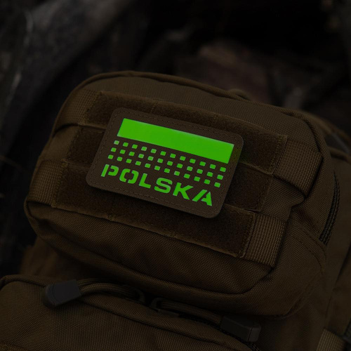 M-Tac - Nášivka s vlajkou a nápisem Polsko - Laserem řezaná - pixely/obdélník - Coyote / Fluo - 51007205