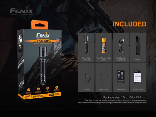 Fenix - TK22 TAC LED svítilna s akumulátorem 5000 mAh - 2800 lumenů - TK22 TAC