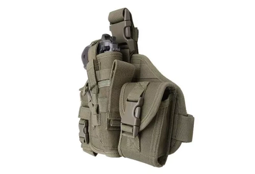 GFC Tactical - Modulární stehenní panel s pouzdrem - MOLLE - Nylon - Olivová - GFT-29-000568