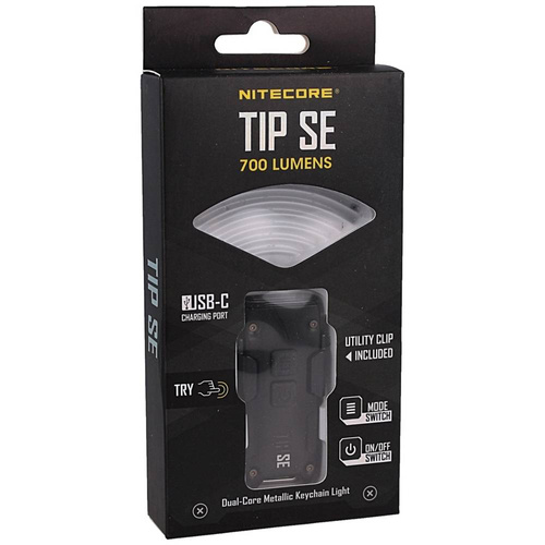 NiteCore - Svítilna na klíče TIP SE - 700 lm - 500 mAh - černá - TIP SE BLACK