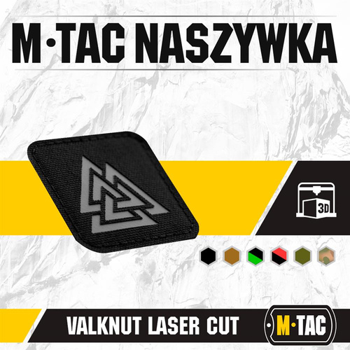 M-Tac - Laserem řezaná čtvercová nášivka Valknut - černá / šedá - 51162211