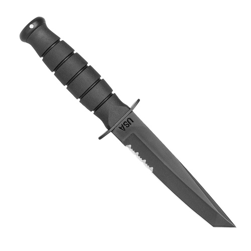 Ka-Bar 1255 - Krátký vojenský nůž Tanto - Black - Combo - Kožené pouzdro
