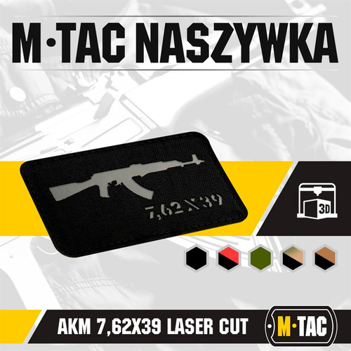 M-Tac - Laserem řezaná nášivka AKM 7.62x39 - černá/šedá - 51110211