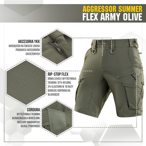 M-Tac - Aggressor Summer Flex Tactical Shorts - Army Olive - 20472062