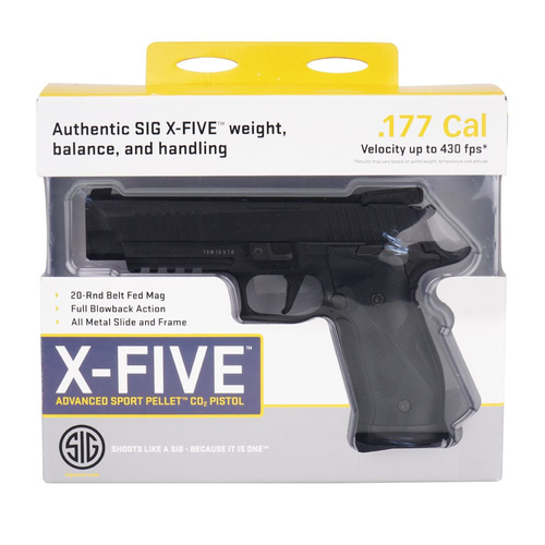 Sig Sauer - SIG X-FIVE™ Pistole vzduchová - zpětný ráz - 4,5 mm - černá - AIR-X5-177-BLK