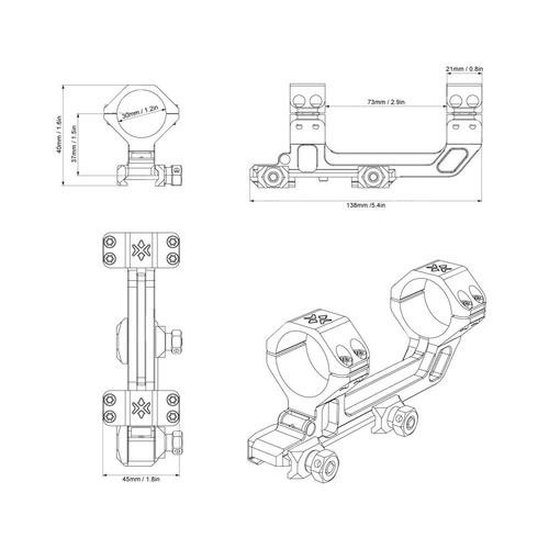 Vector Optics - Jednodílná konzola pro upevnění zaměřovače - 30 mm - Picatinny - černá - SCACD-23