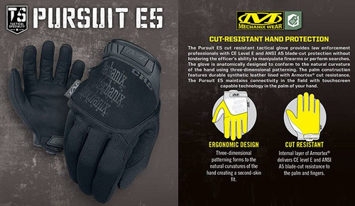 Mechanix - Rukavice Pursuit E5 Covert Cut Resistant - černé - TSCR-55
