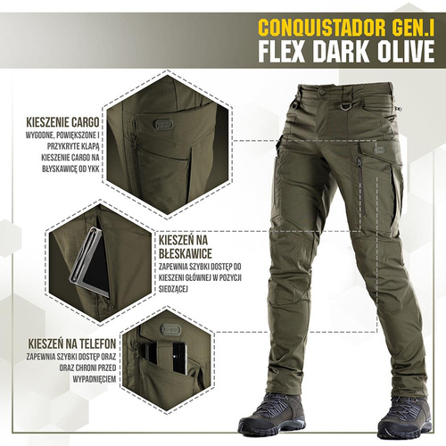 M-Tac - Taktické kalhoty Conquistador Gen. I Flex - Ripstop - Dark Olive - 20059048