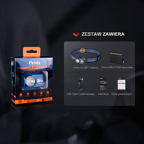 Fenix - LED čelová svítilna HL32R-T - 800 lm - tmavě modrá - HL32R-T tmavě modrá