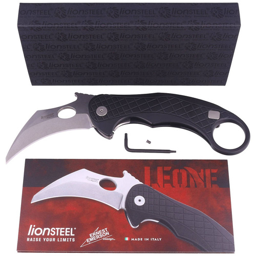 LionSteel - Zavírací nůž L.E.One Karambit - CPM MagnaCut - černý - LE1 A BS