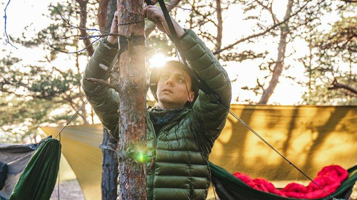 Lesovik - Ultralehká houpací síť SUL se závěsným systémem SMUK UL - černá