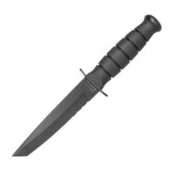 Ka-Bar 1255 - Krátký vojenský nůž Tanto - Black - Combo - Kožené pouzdro