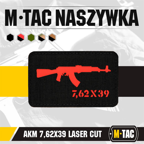 M-Tac - Laserem řezaná nášivka AKM 7.62x39 - černá/červená - 51110233