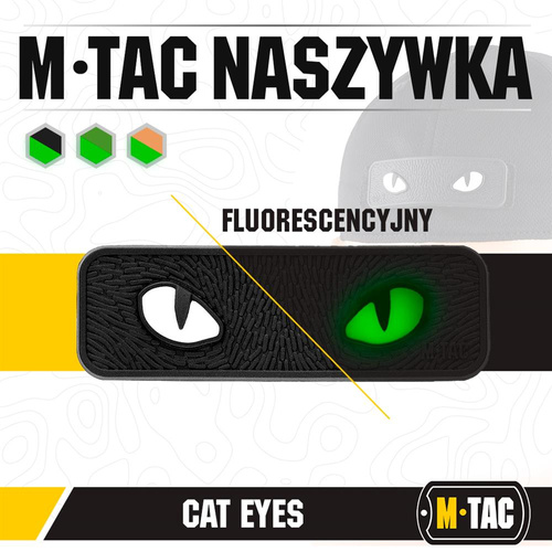 M-Tac - 3D PVC náplast s kočičíma očima - černá / fluo - 51114002