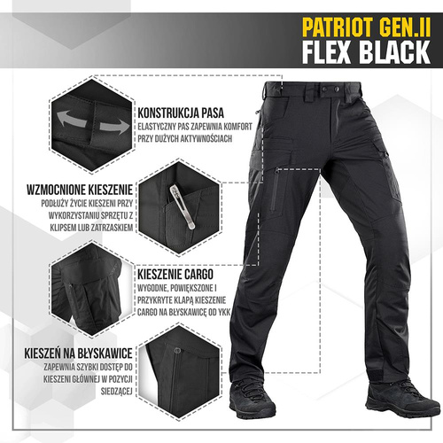 M-Tac - Taktické kalhoty Patriot Gen II Flex - černé - 20056802