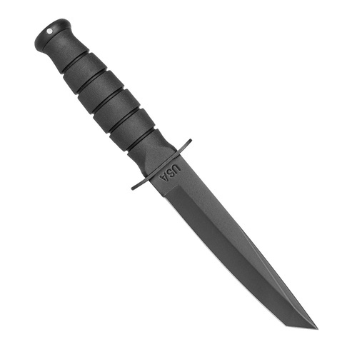 Ka-Bar 1254 - Krátký vojenský nůž Tanto - černý - kožené pouzdro 