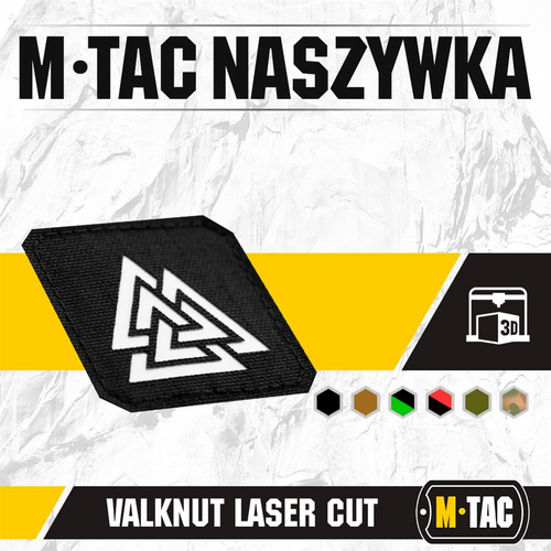 M-Tac - Laserem řezaná čtvercová nášivka Valknut - černá - 51162299.