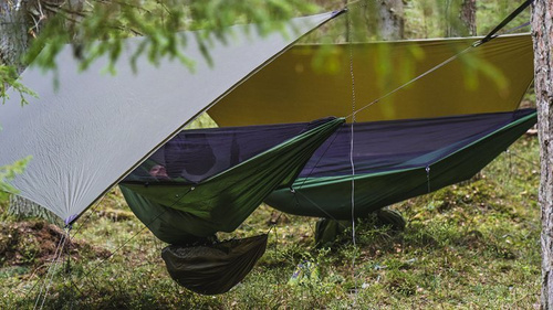 Lesovik - Turistická houpací síť DRAKA s moskytiérou a závěsem SNEKA - Treetop Green