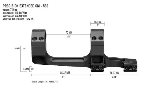 Vortex Optics - Precision Extended Mount - 30 mm - černá - CM-530