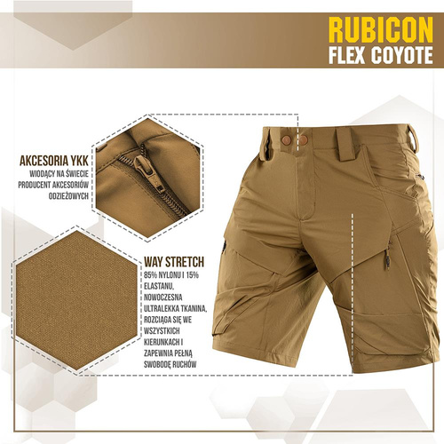 M-Tac - Taktické šortky Rubicon Flex - 4-Way Stretch - YKK - Coyote - 20070005