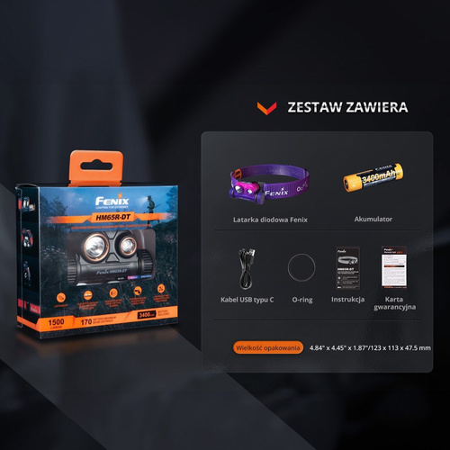 Fenix - HM65R-DT LED čelovka - 1500 lm - fialová - 039-561