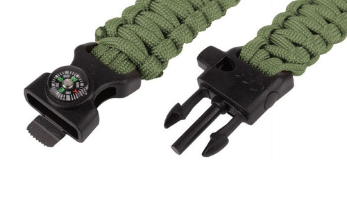 101 Inc. - Náramek pro přežití s křemenem, píšťalkou a kompasem - 8" - OD Green - JYFPB04-ODG