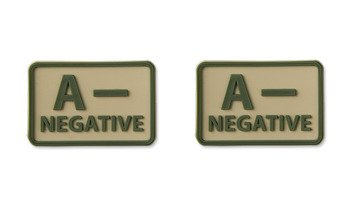 Helikon - PVC nášivka - Krevní skupina - A- NEG - Khaki - 2 ks