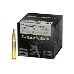 Puškové střelivo FMJ Sellier&Bellot 7,5x55 Swiss 174 gr / 11,3 g - 50 nábojů - V341632