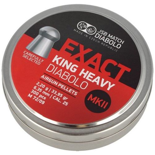 JSB - Diabolo Exact King Heavy MKII Pellets - 6,35 mm - 300 ks - 546498-300