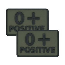 Helikon - PVC náplast - Krevní skupina - 0+ POS - olivově zelená - 2ks