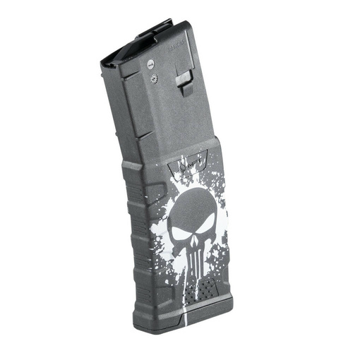MFT - Polymerový zásobník Extreme Duty Punisher Skull pro AR-15 / M4 - 5,56 x 45 mm/.223 - 30 nábojů - černý - EXDPM556D-PSS-WH